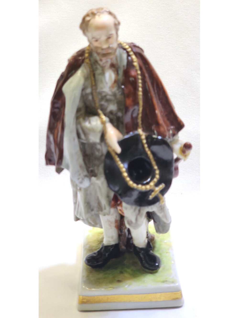 Antique Dresden Porcelain Hand Painted Figurine Mane Male Beggar 6.5" Won 1st Pl